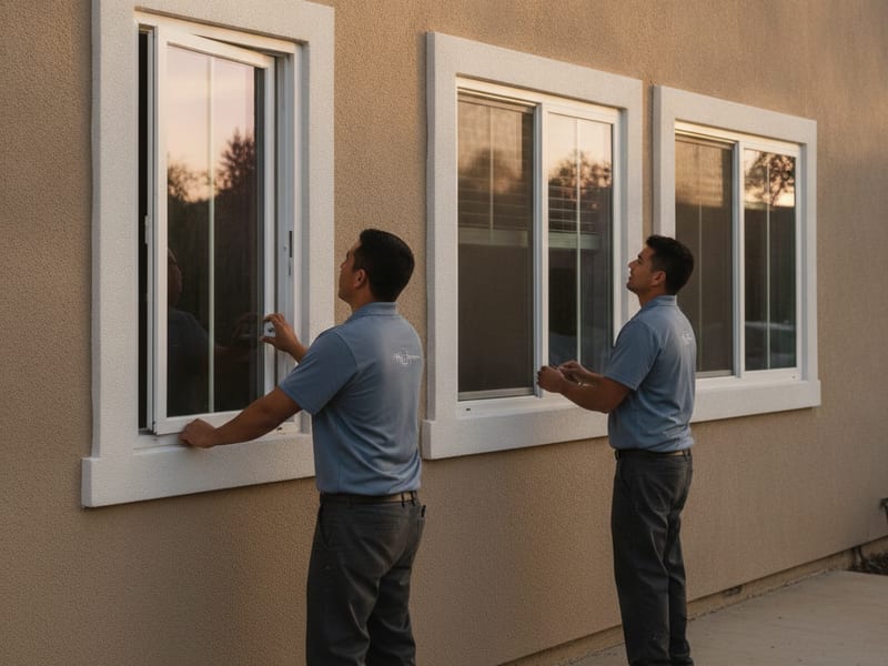 Side-by-side comparison of a sliding window, casement window, and double-hung window installed in San Diego homes
